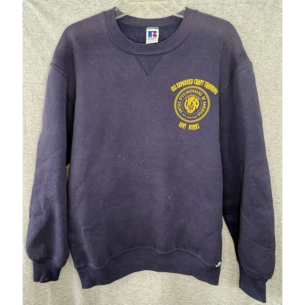 Vintage Russell Athletic United Steelworkers Sweatshirt Large Gary Works VTG